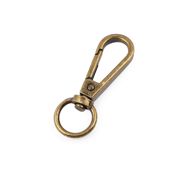 Fém karabiner bújtatóval 12 mm ósárgaréz