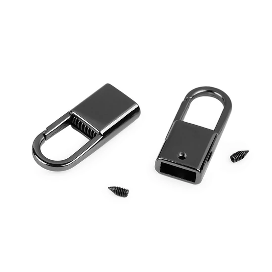 Lapos zsinórvég karabiner szélesség 9 mm - fekete nikkel