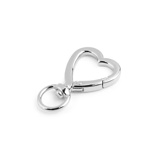 Szív alakú fém karabíner 10 mm - nikkel
