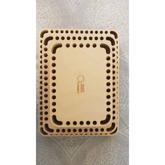Horgolható fa alap - Téglalap 20x15 cm