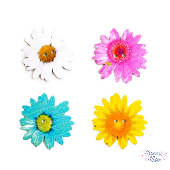 Dress it up – Large wood flower button