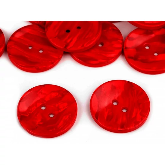 Gyöngyház gomb 38 mm - piros