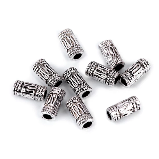 Fém gyöngy, zsinór végződés 5x10 mm fém 10 db