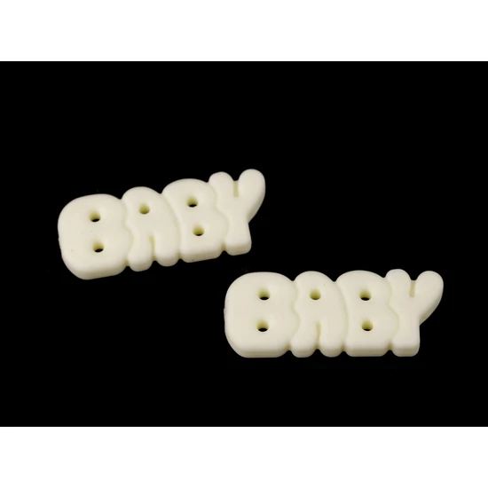 Szilikon medál rágcsalánchoz BABY felirat 2 db - világos natúr 