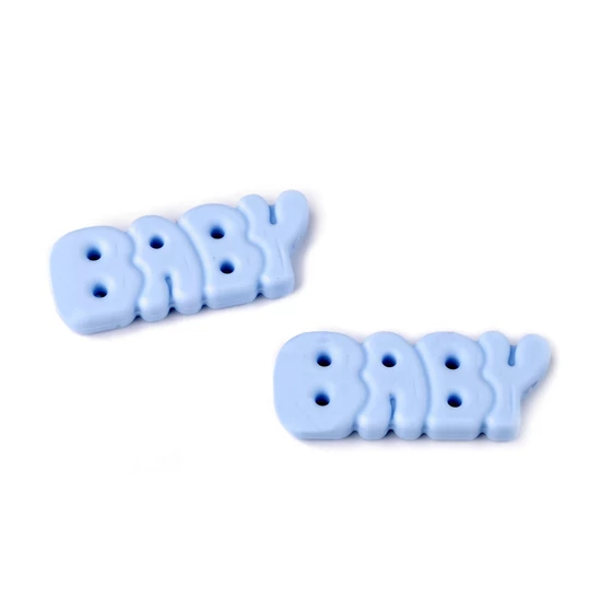 Szilikon medál rágcsalánchoz BABY felirat 2 db - világoskék