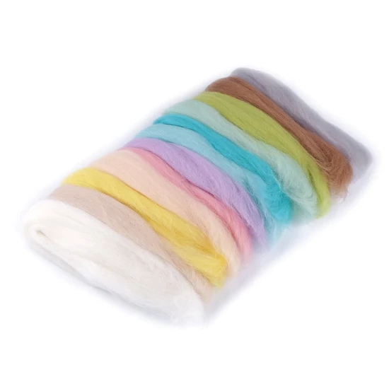 Fésült gyapjú nemezeléshez - 50 g - pasztel