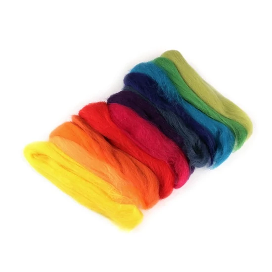 Fésült gyapjú nemezeléshez - 50 g - rainbow
