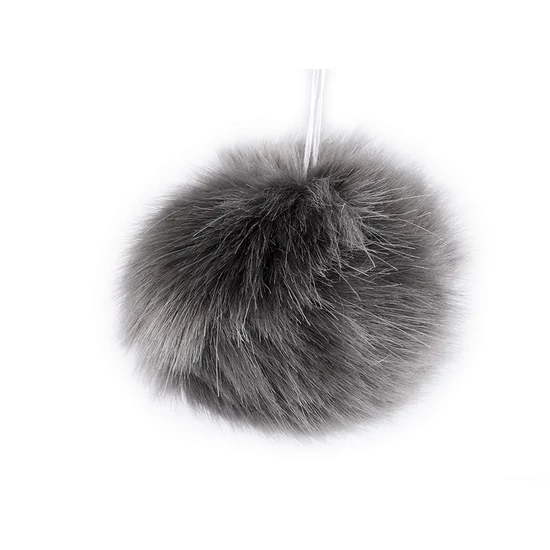 Szőrme bojt 9 cm - szürkés kék