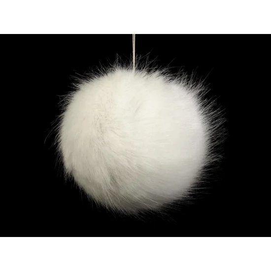 Szőrme bojt 9 cm - fehér