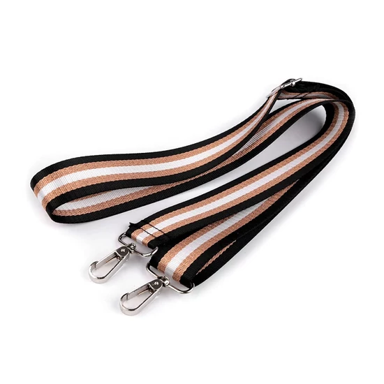 Textil crossbody táskafül karabinerrel  3,8 cm - Fekete-pezsgő csillogó