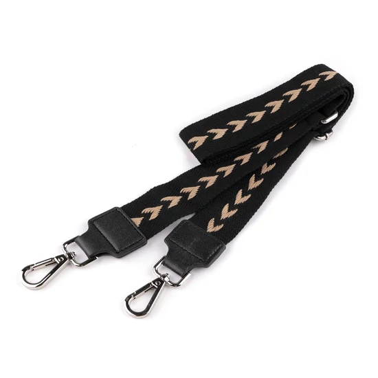 Textil állítható táskafül karabiner 3,8 cm széles – Fekete nyíl nikkel szerelékkel