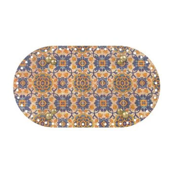 Parafa táskaalap ovális nagy 30x17 cm - csempemintás virágos