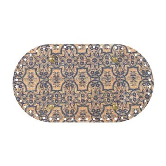 Parafa táskaalap ovális nagy 30x17 cm - csempemintás kék