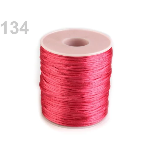 Szatén zsinór, patkányfarka 1 mm - magenta