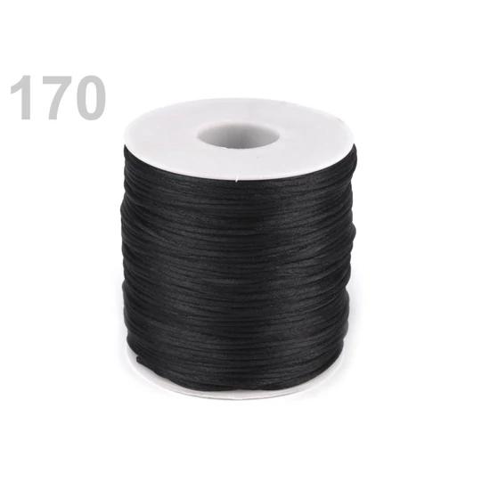 Szatén zsinór, patkányfarka 1 mm - Fekete
