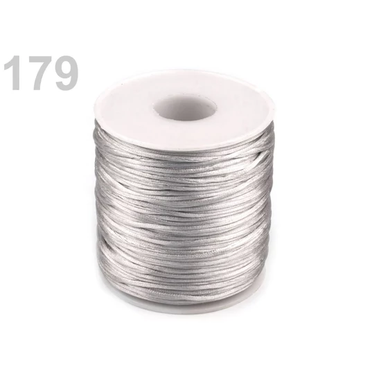 Szatén zsinór, patkányfarka 1 mm - ezüstszürke