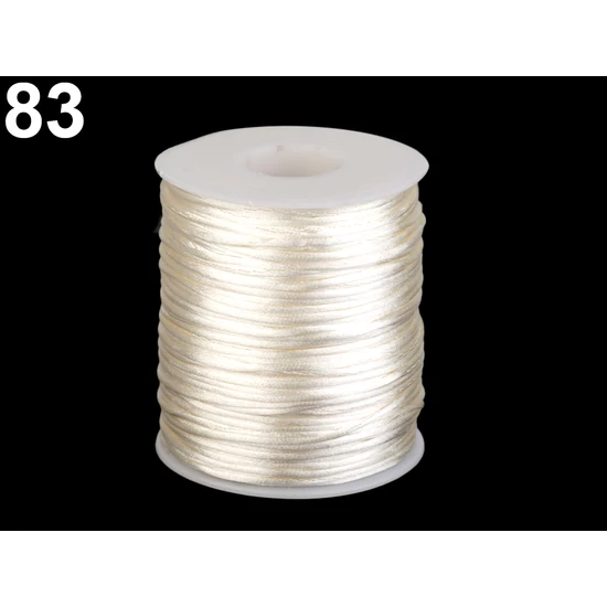 Szatén zsinór, patkányfarka 1 mm - Krémszín