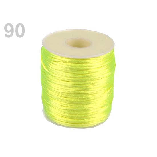 Szatén zsinór, patkányfarka 1 mm - Kénsárga