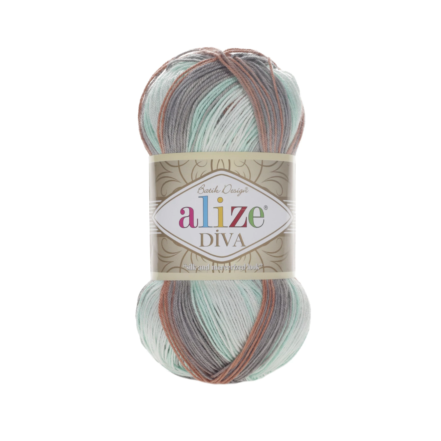 Alize Diva Batik - korall, menta, szürke