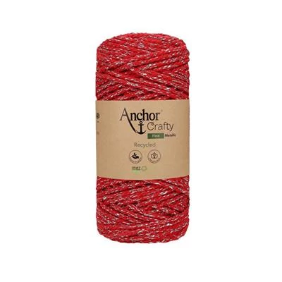 Anchor Crafty Fine 3 ply ezüstszálas makraméfonal - piros
