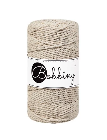 Bobbiny 3 Ply Makramé fonal 3 mm - GOLDEN BEIGE