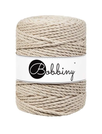 Bobbiny 3 Ply Makramé fonal 5 mm - GOLDEN BEIGE
