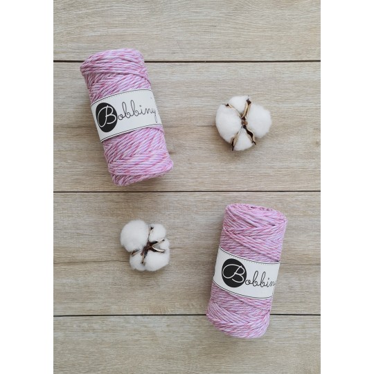 Bobbiny makramé fonal 3 mm - RASPBERRY SHAKE
