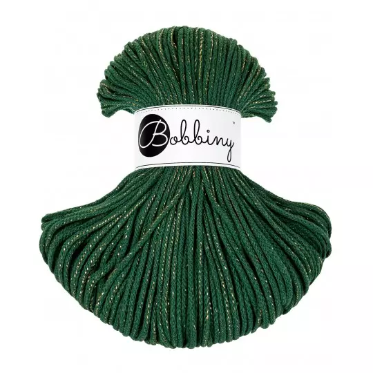 Bobbiny Premium Zsinórfonal 5 mm-  2021 Karácsony - Pine green GOLD - 100 m