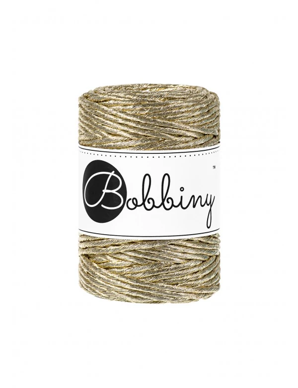 Bobbiny makramé fonal 3 mm - Metallic arany