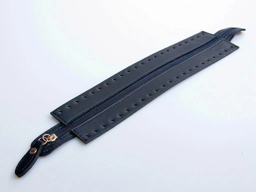Horgolható cippzár - 25 cm - FEKETE