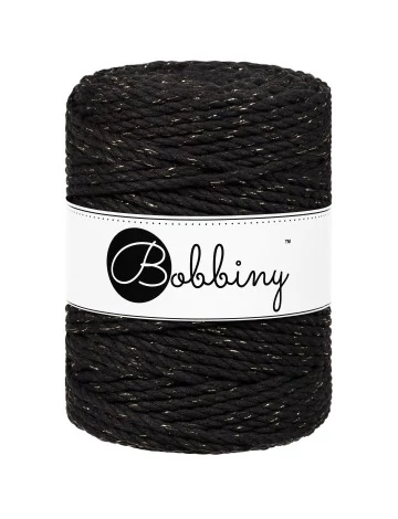 Bobbiny 3 Ply Makramé fonal 5 mm - GOLDEN BLACK