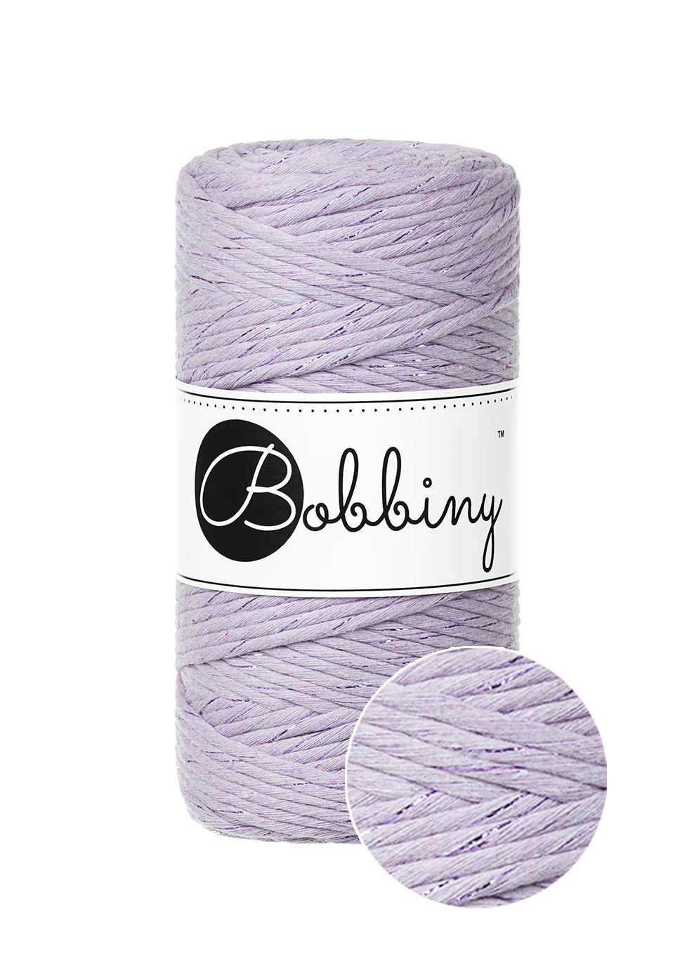 Bobbiny kifésülhető makramé fonal 3 mm - UNICOLOR LAVENDER