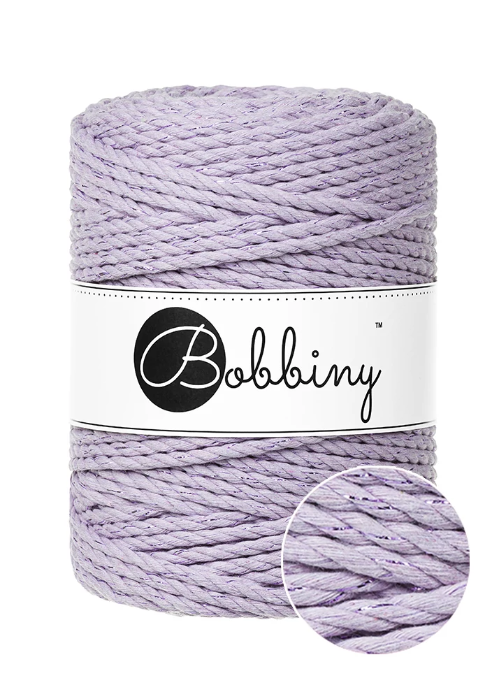 Bobbiny 3 Ply Makramé fonal 5 mm - UNICOLOR LAVENDER