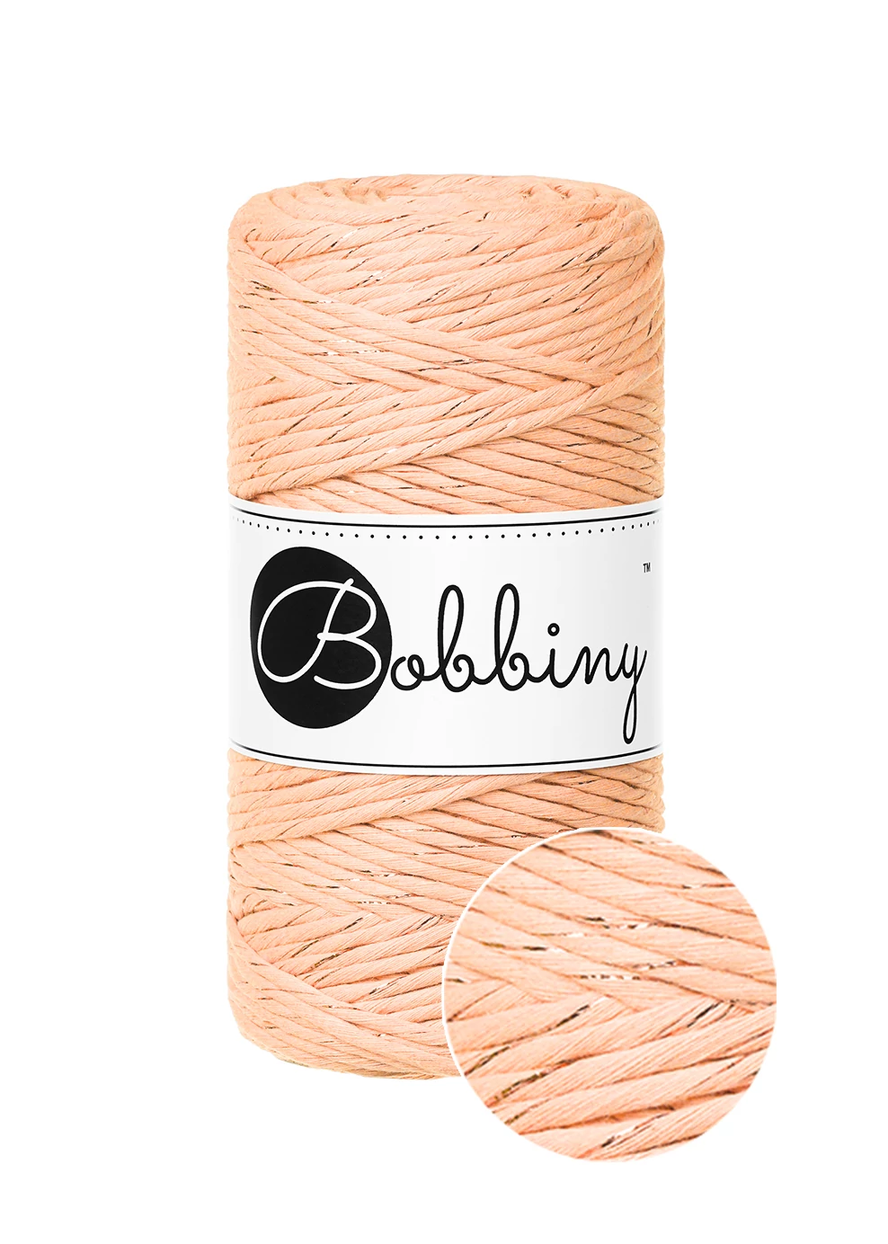 Bobbiny kifésülhető makramé fonal 3 mm - UNICOLOR PEACH FUZZ