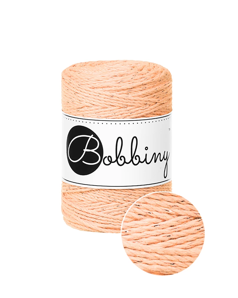 Bobbiny 3 Ply Makramé fonal 1,5 mm - UNICOLOR PEACH FUZZ