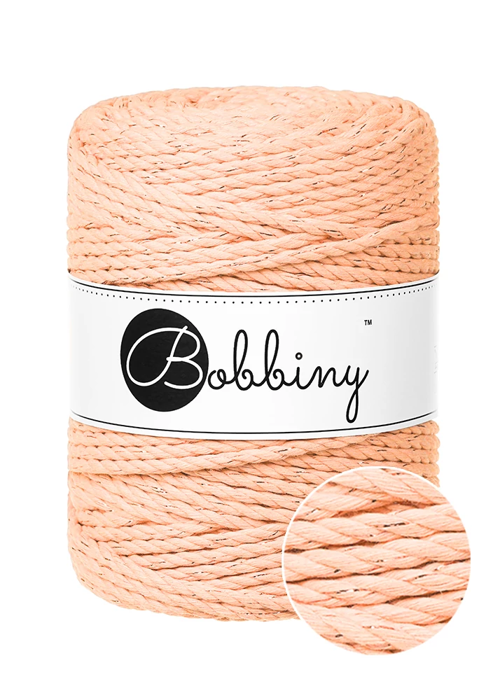 Bobbiny 3 Ply Makramé fonal 5 mm - UNICOLOR PEACH FUZZ