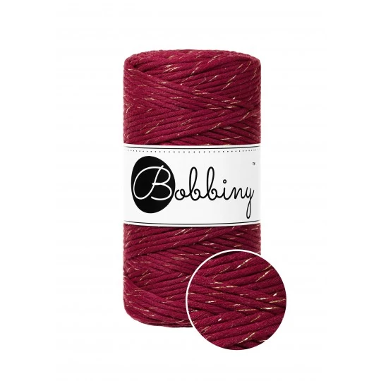 Bobbiny kifésülhető makramé fonal 3 mm - Golden  Wine Red