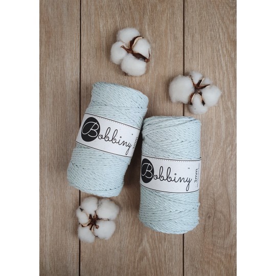 Bobbiny 3 Ply Makramé fonal 3 mm - Glossy Milky Green