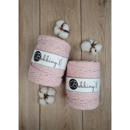 Bobbiny 3 Ply Makramé fonal 5 mm - Glossy Pastel PInk