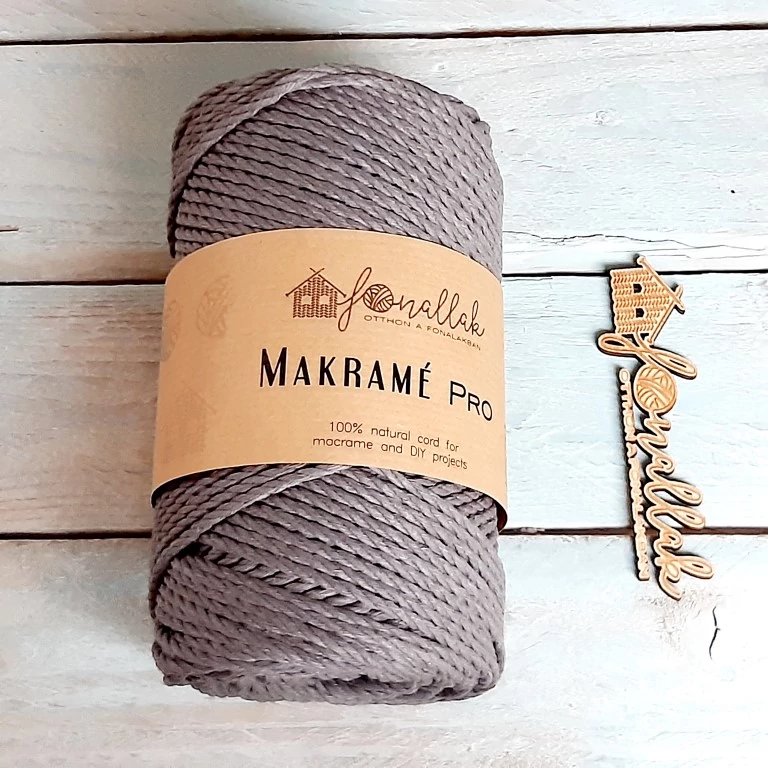 Macrame Pro makraméfonal - 3 mm 3 ply 140 m  - sötét szürke