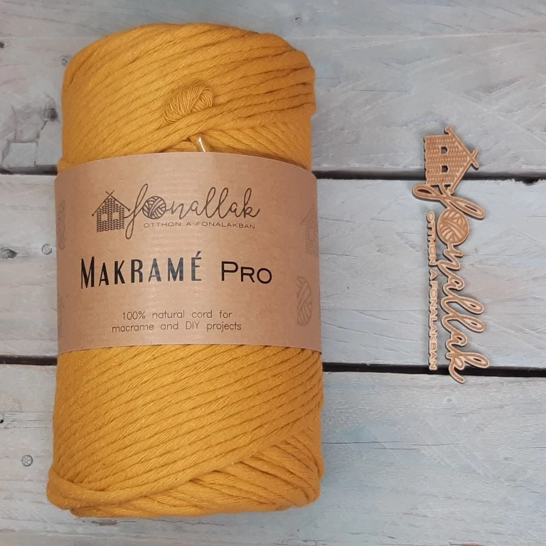 Macrame Pro makraméfonal - 3 mm kifésülhető 140 m  - mustár