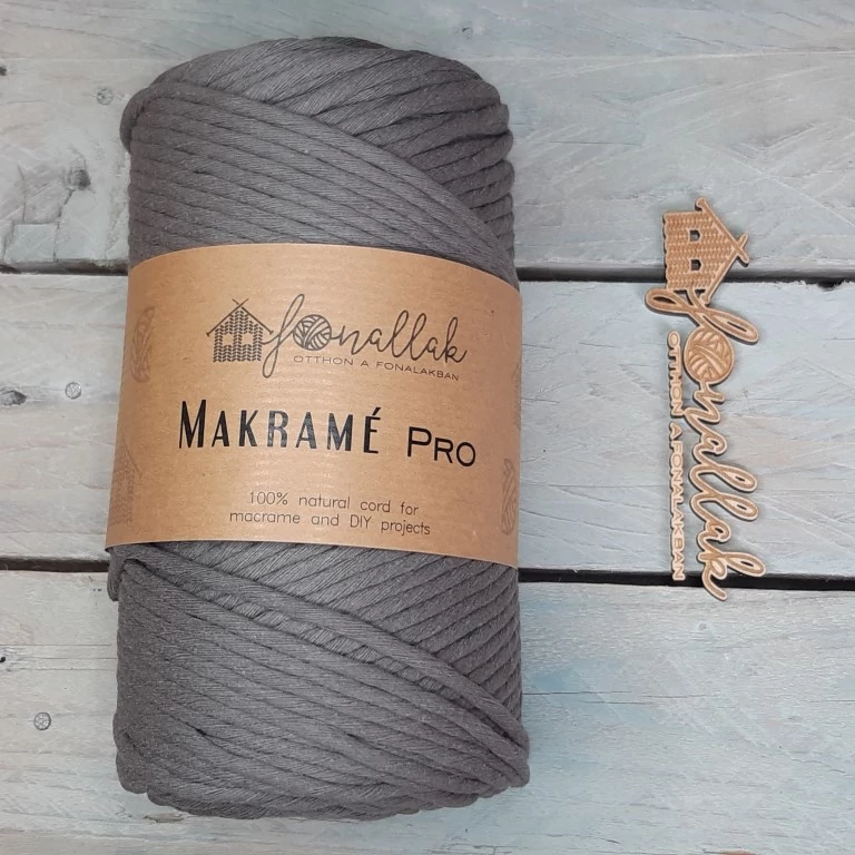 Macrame Pro makraméfonal - 3 mm kifésülhető 140 m  - sötét szürke