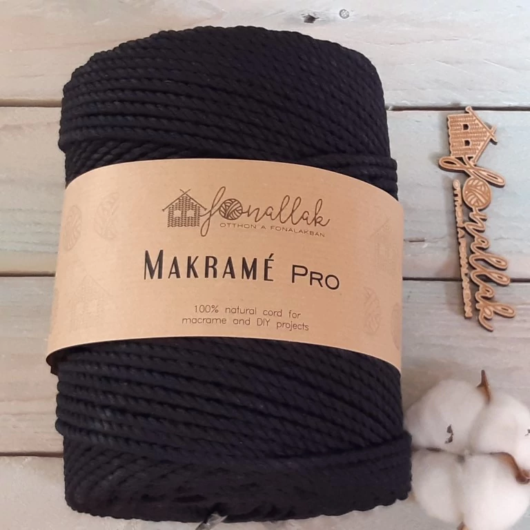 Macrame Pro makraméfonal - 4 mm 3 ply 175 m - fekete