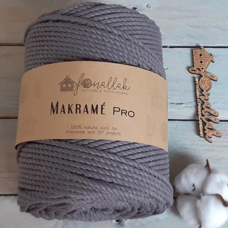 Macrame Pro makraméfonal - 4 mm 3 ply 175 m - sötét szürke