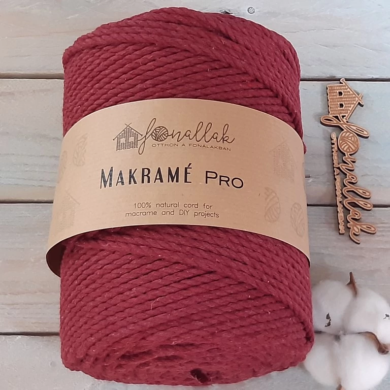 Macrame Pro makraméfonal - 4 mm 3 ply 175 m - vörösbor