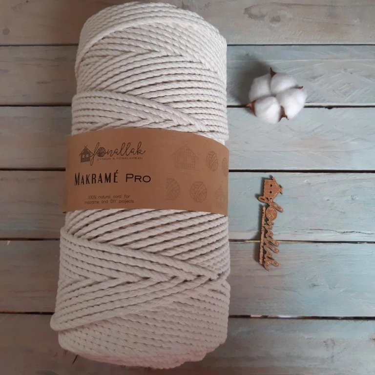 Macrame Pro makraméfonal - 5 mm 3 ply 1 m - natúr