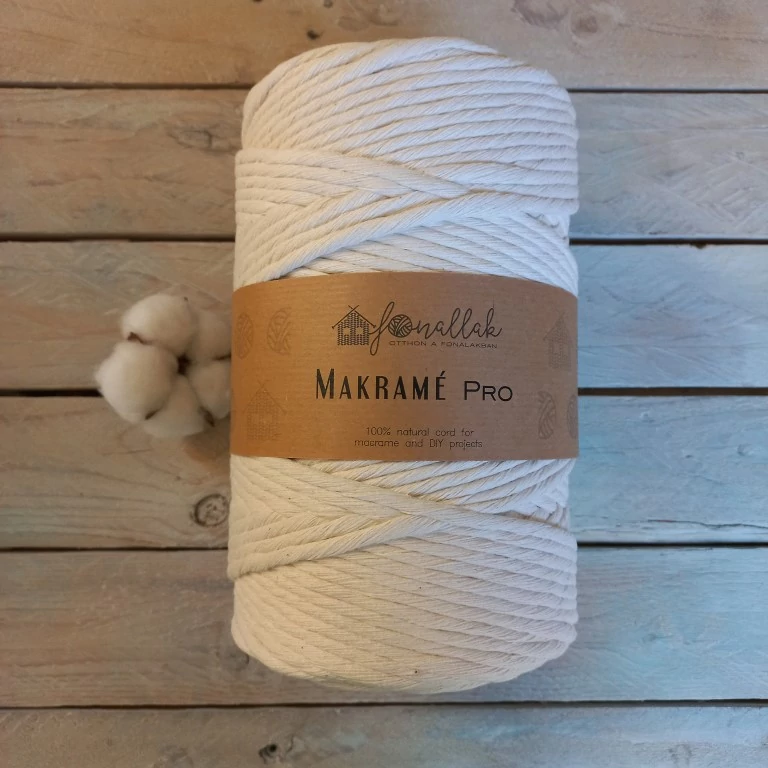 Macrame Pro makraméfonal - 6 mm kifésülhető 200 m - natúr