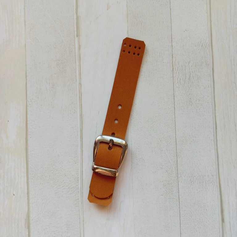 Bőr táskazáró pánt csatos felvarrható - világos barna