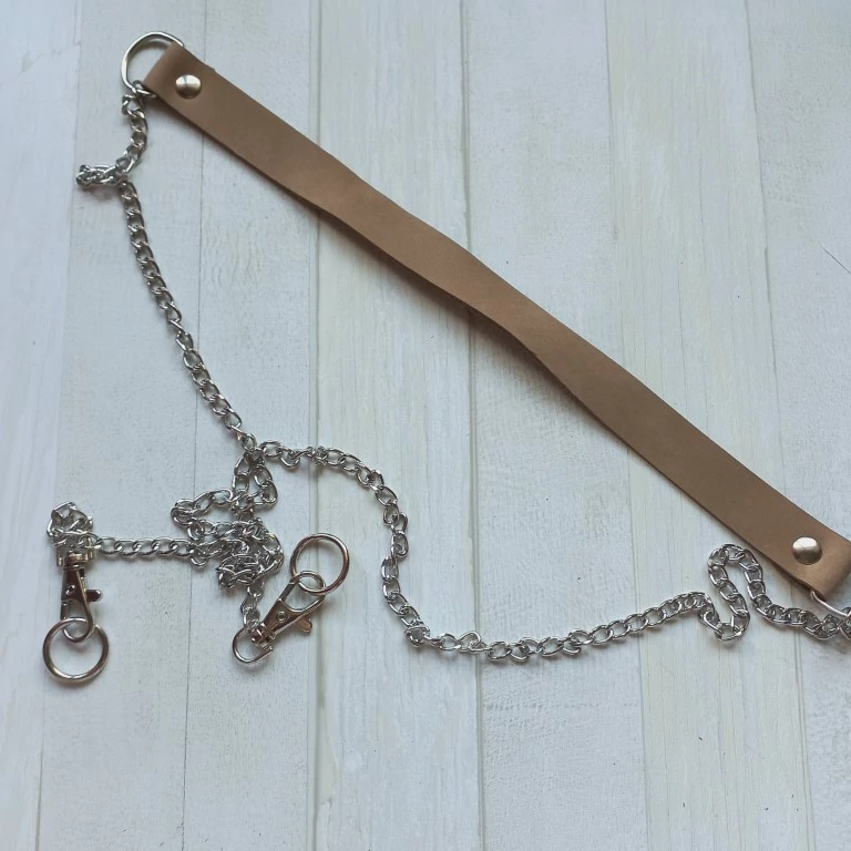 Bőr táskapánt cross body láncos 120 cm - cappuccino