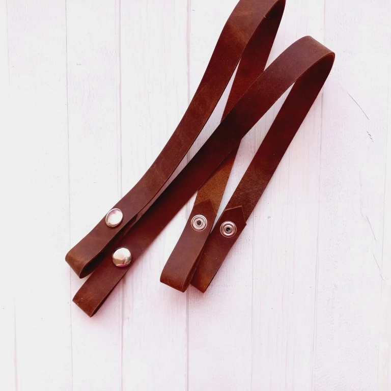 Bőr táskapánt patentos 50 cm - sötétbarna country